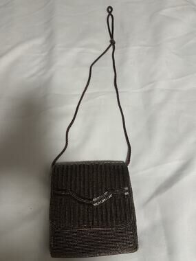 vintage Courtenay Womens Beaded evening handbag metallic gold